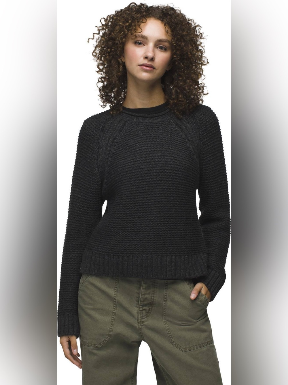 prAna Cades Cove Merino Wool Blend Sweater Charcoal Gray Cozy Knit Women Size S